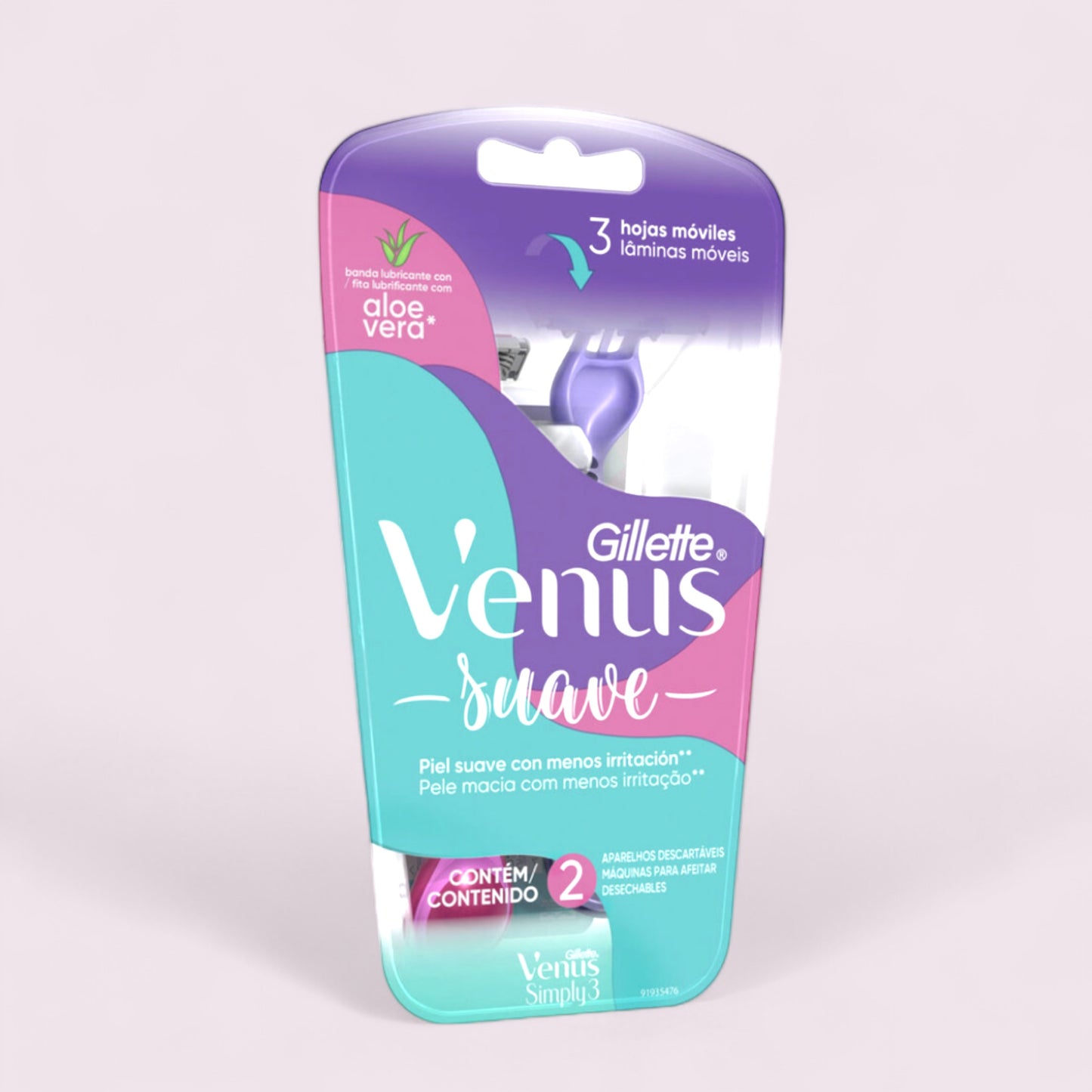 DEPILACION - GILLETTE SIMPLY VENUS 3 MAQUINA DE AFEITAR DESECHABLE 3 HOJAS MUJER X2