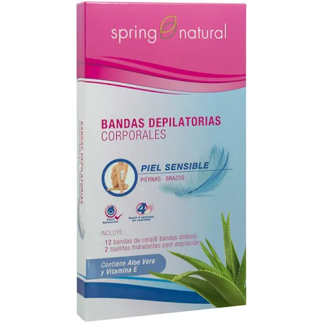 BANDAS DEPILATORIAS CORPORALES PIEL SENSIBLE (12 UNIDADES)