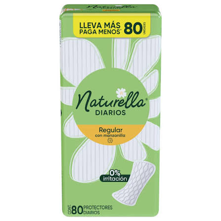 PROTECTORES NATURELLA 80 UNIDADES REGULAR CON MANZANILLA