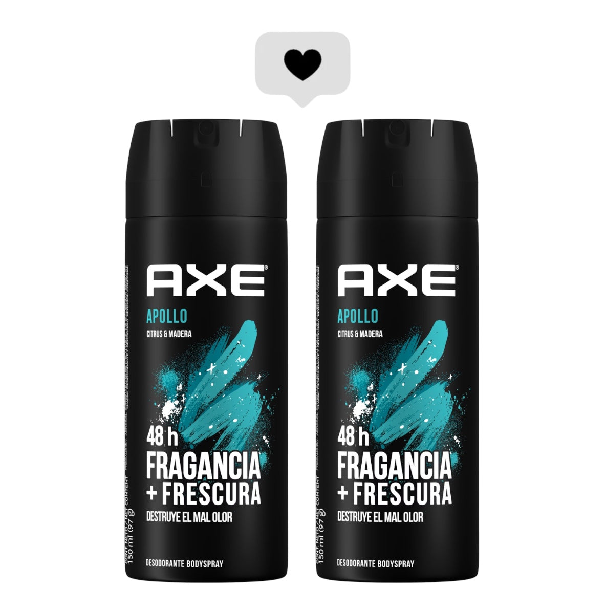 DESODORANTE HOMBRE AXE SPRAY ANTITRANSPIRANTE APOLLO 48 HRS PACK 2 UNIDADES