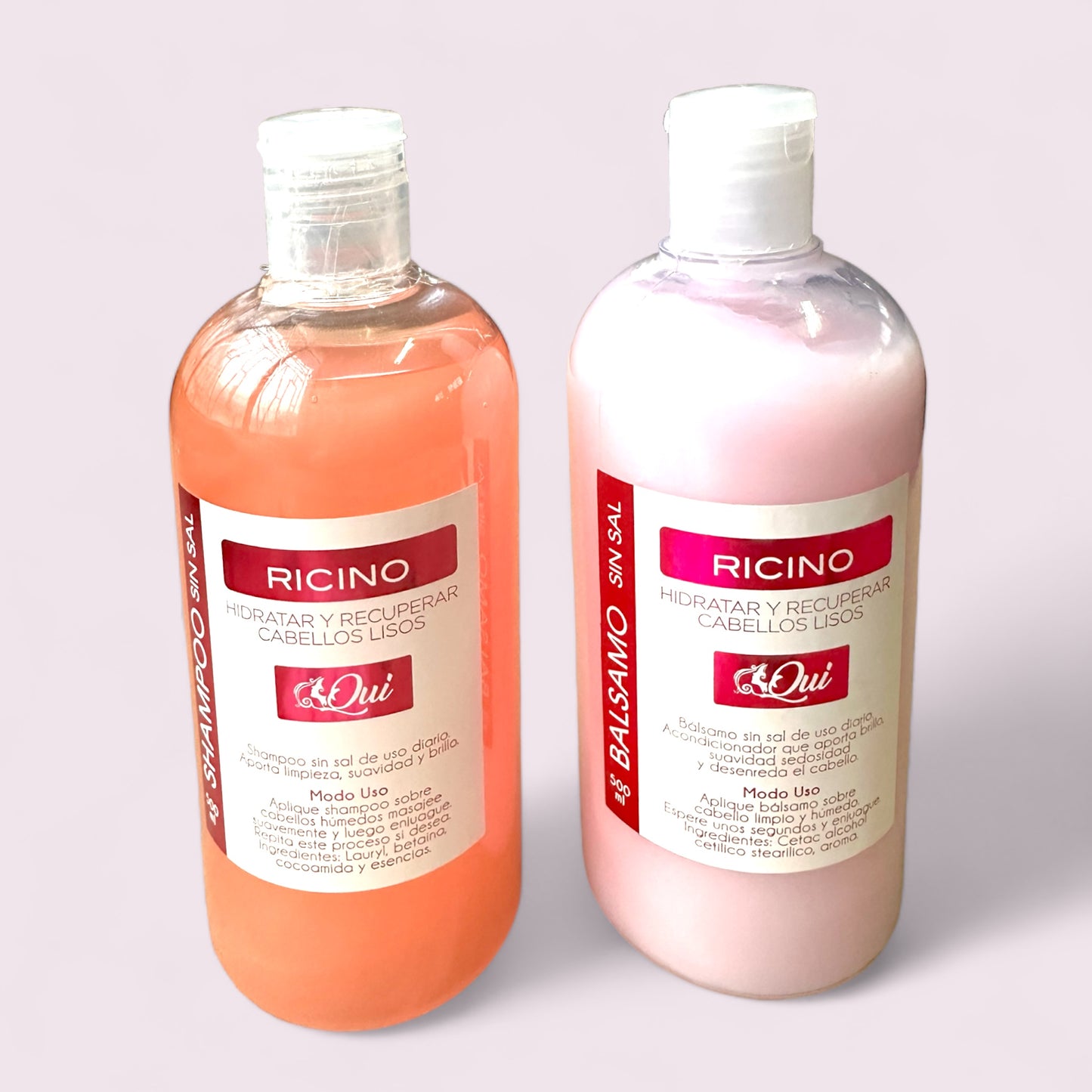 PACK SHAMPOO & ACONDICIONADOR SIN SAL RICINO 500 ML OUI