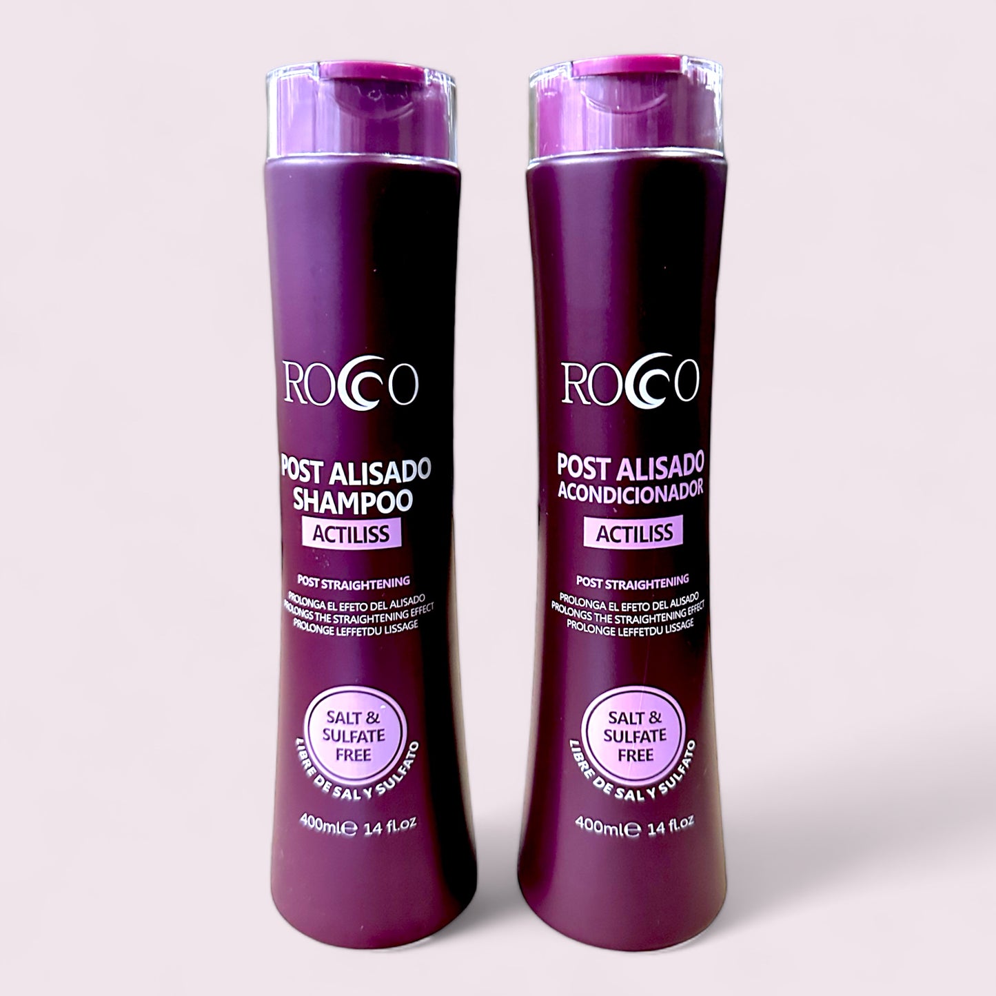 PACK SHAMPOO & ACONDICIONADOR ROCCO ACTILISS POST ALISADO SIN SAL 400ML