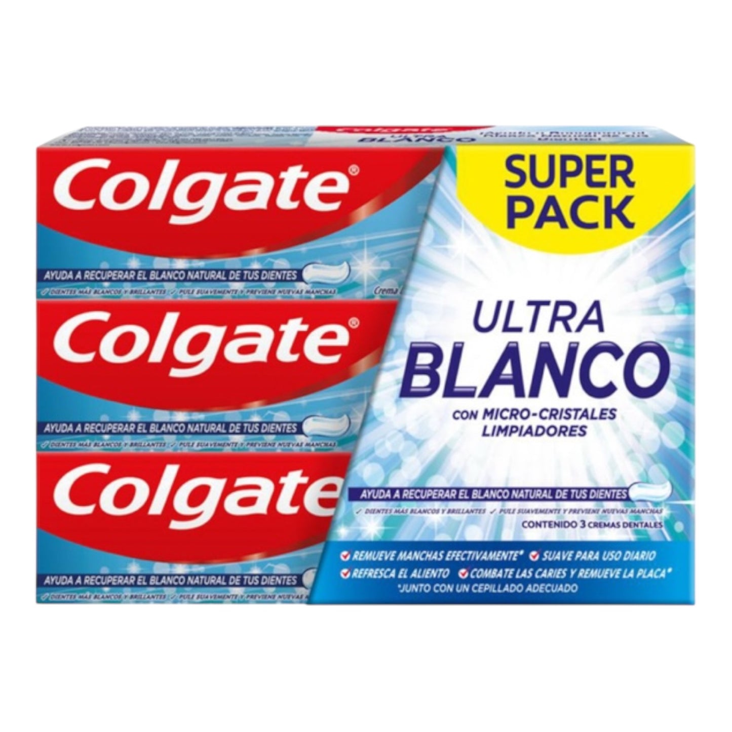 PASTA DENTAL COLGATE ULTRA BLANCO C/FLUOR 90GR 3X2