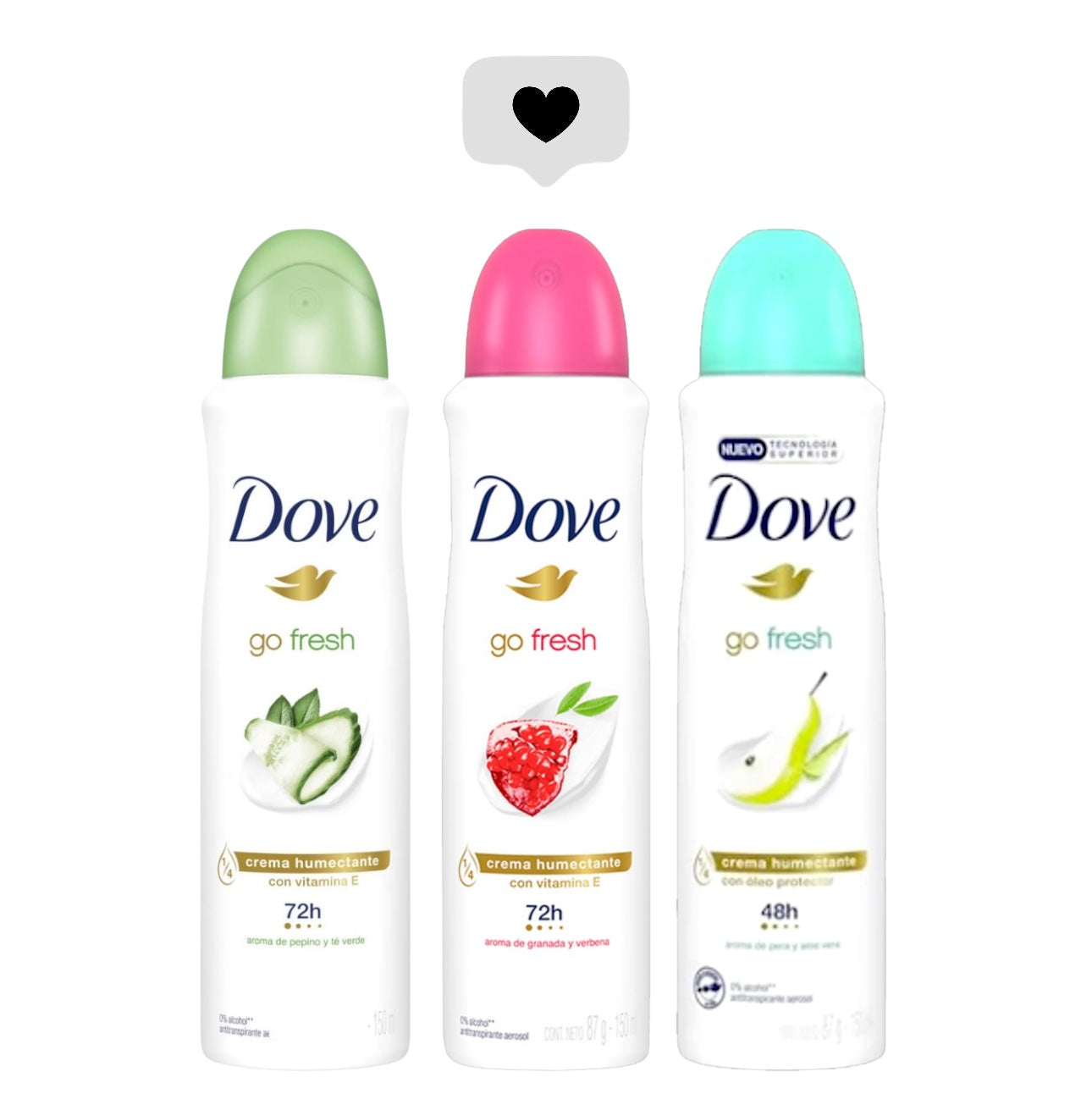 DESODORANTE MUJER - PACK DOVE DESODORANTE GO FRESH SPRAY ANTITRANSPIRANTE 150 ML X3 UNIDADES