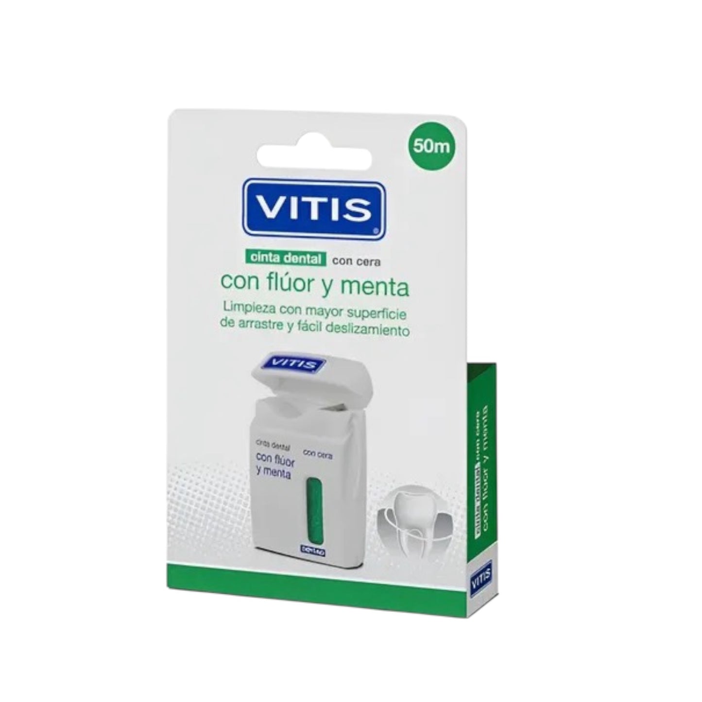 SEDA DENTAL FLUOR Y MENTA VITIS CON CERA 50 METROS