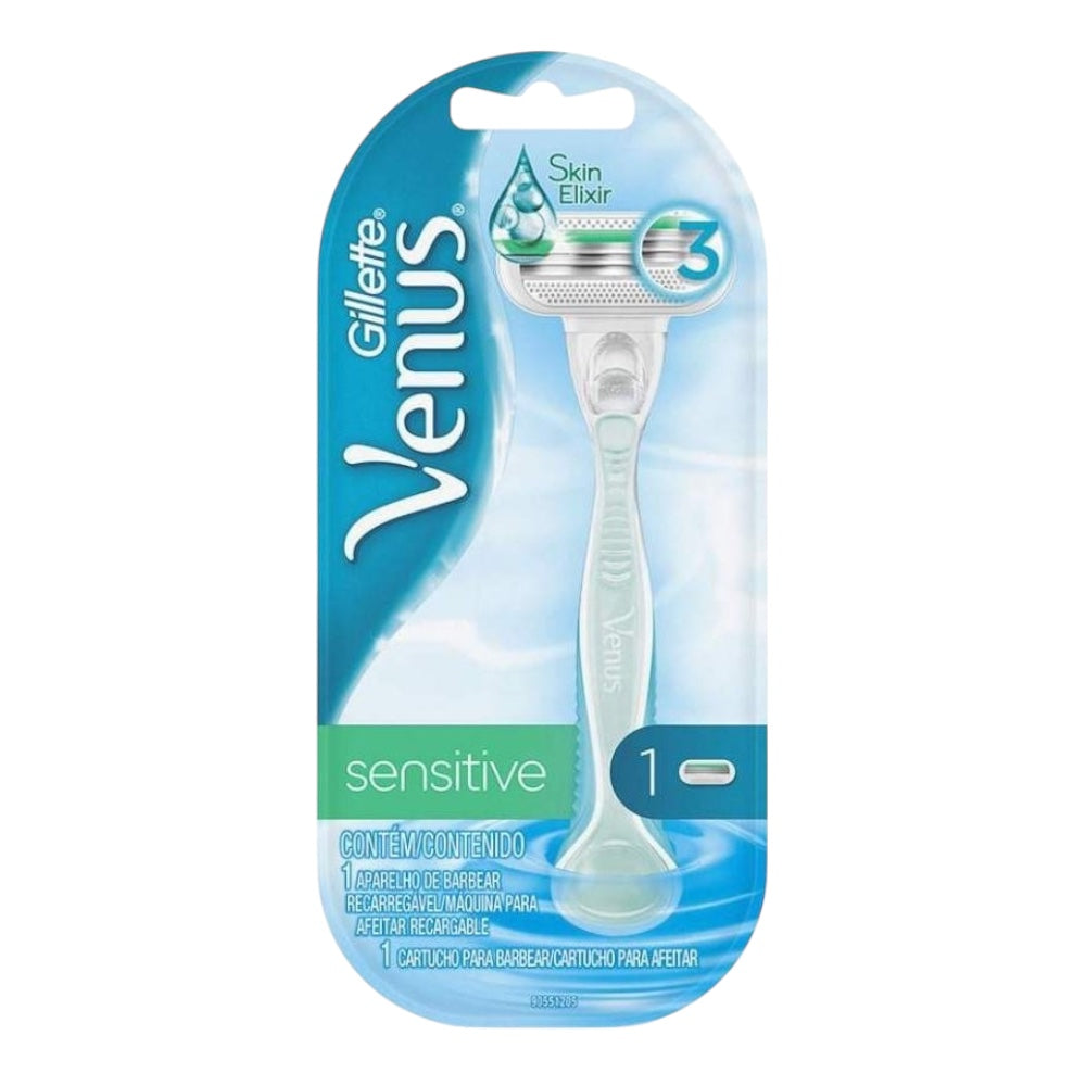 DEPILACION - GILLETTE VENUS SENSITIVE SKIN ELIXIR MAQUINA DE AFEITAR RECARGABLE 3 HOJAS +1 CARTUCHO