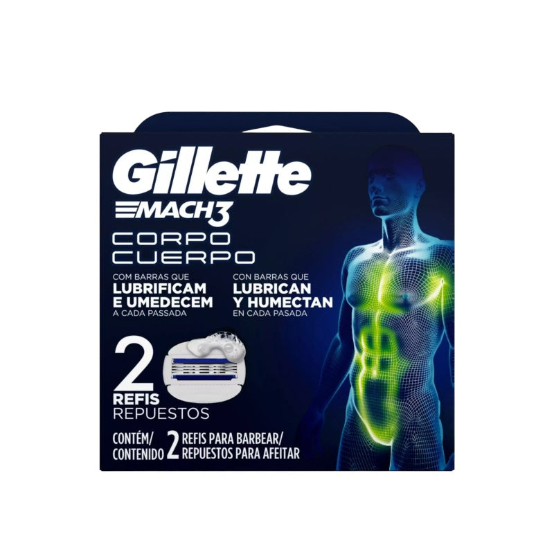 AFEITADO - GILLETTE MACH 3 CUERPO REPUESTOS PARA AFEITAR CON BARRAS LUBRICANTES X2