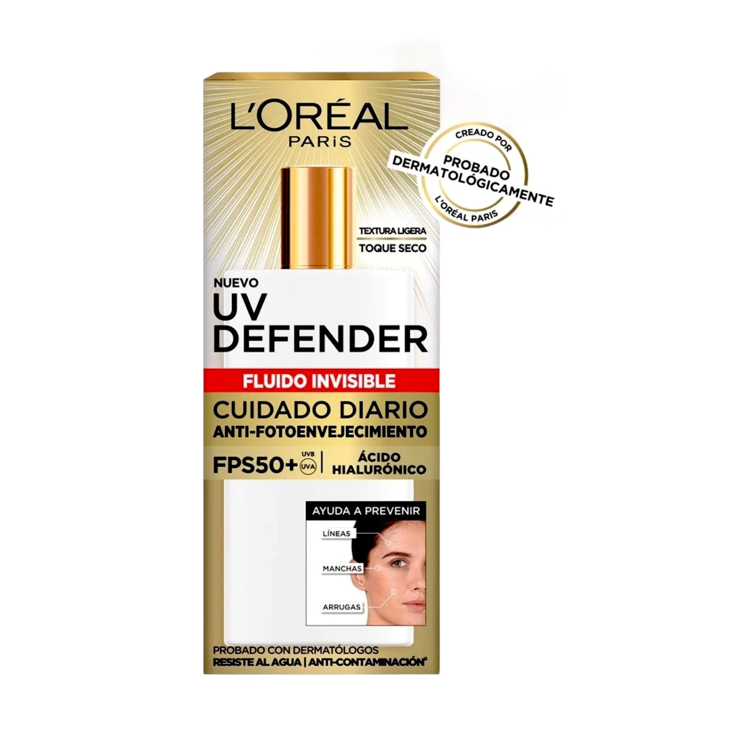 LOREAL UV DEFENDER PROTECTOR SOLAR FLUIDO INVISIBLE ANTI-FOTOENVEJECIMIENTO FPS50+ TEXTURA LIGERA 40G