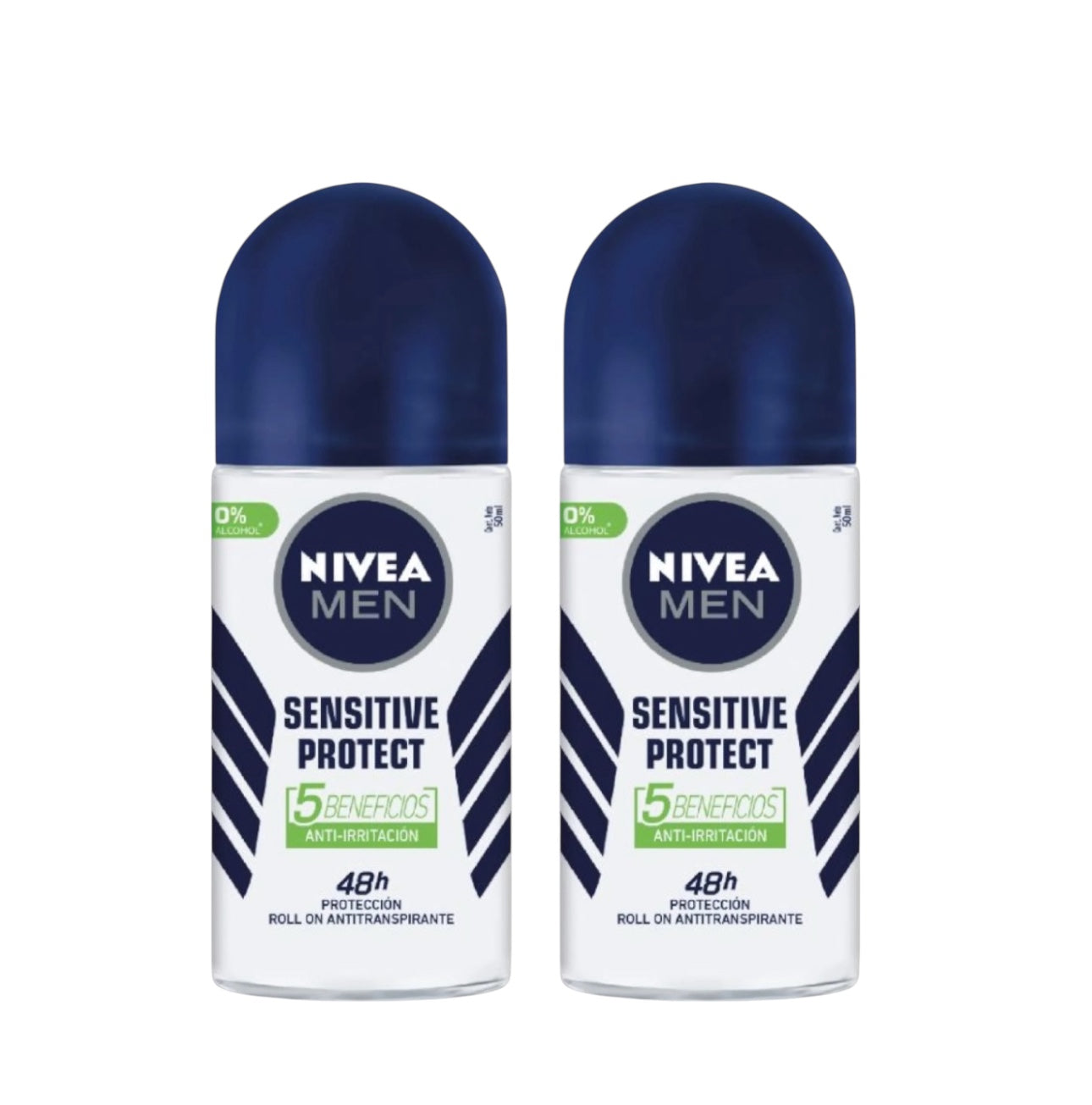 DESODORANTE HOMBRE PACK 2 UNID. NIVEA FOR MEN DESODORAN.ROLL ON AP.SENSITIVE PROTECT 48H P/SENSIBL.0%ALCOH 50ML