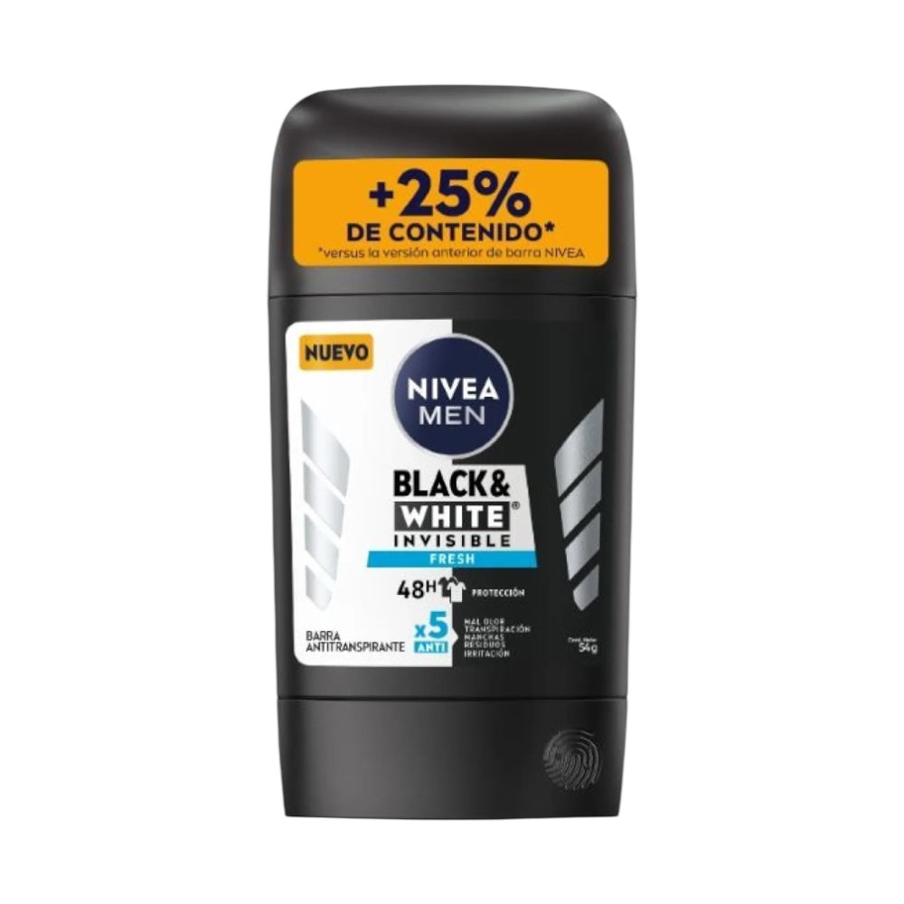 DESODORANTE HOMBRE NIVEA MEN DES. BARRA ANTITRANSPIRANTE BLACK&WHITE 48H FRESH 54G