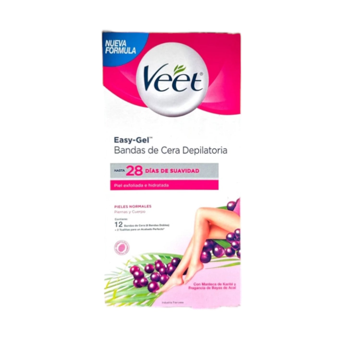 DEPILACION VEET BANDAS DEPILATORIAS EASY GEL PARA PIERNAS Y CUERPO (12 UNIDADES)
