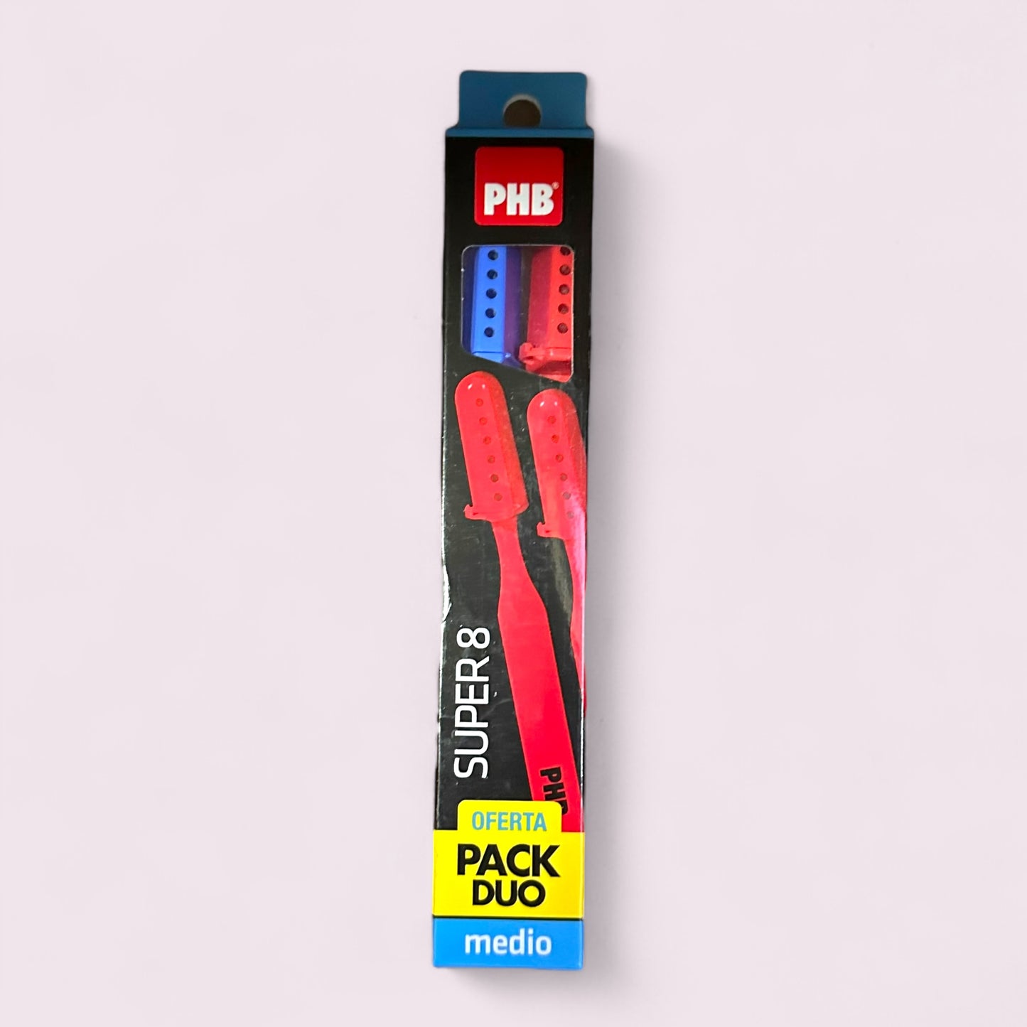 CEPILLO DENTAL PHB ADULTO  SUPER 8 MEDIO PACK DUO.X2 AZUL+ROJO