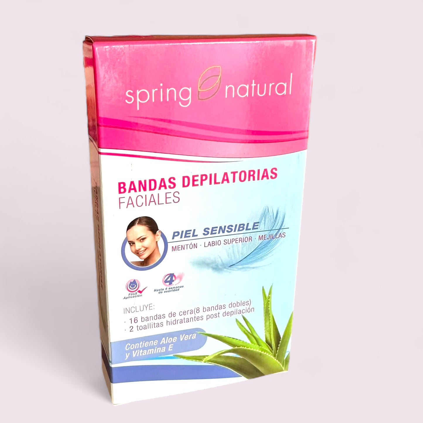 DEPILACION - SPRING NATURAL BANDAS DEPILATORIA FACIALES PIEL SENSIBLE X16 + 2 TOALLITAS