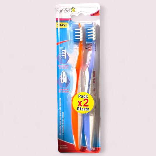 CEPILLO DENTAL FAMILY SET ADULTO SUAVE X2