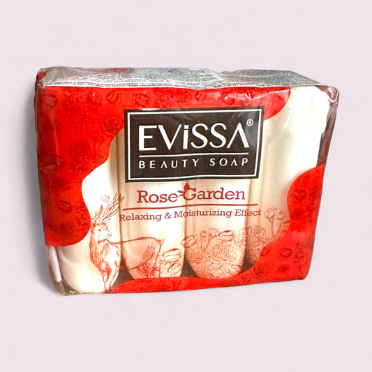 JABON EN BARRA EVISSA BEAUTY SOAP ROSA GARDEN 70G X4