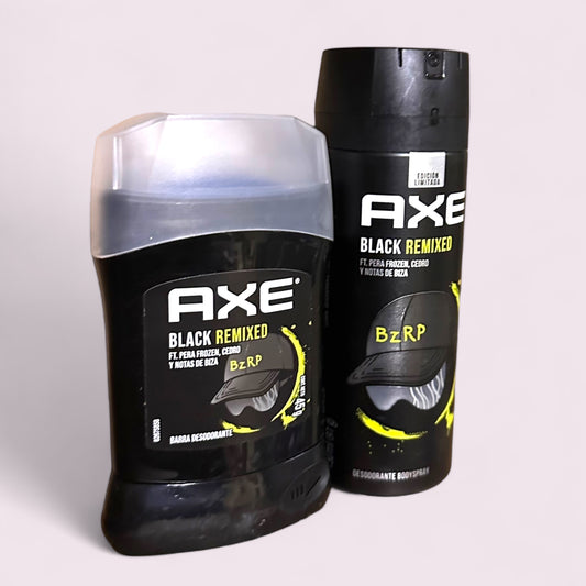 DESODORANTE HOMBRE PACK AXE DE. STICK (BARRA) BLACK REMIXED 45G + DESODORANTE SPRAY 150ML