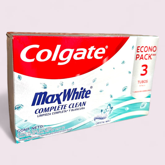 PASTA DENTAL COLGATE ECONOPACK MAX WHITE COMPLETE CLEAN CRYSTAL MINT 75ML X3