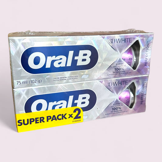 PASTA DENTAL ORAL-B 3D WHITE PERFECTION ANTICARIES CON FLUOR 75ML X2