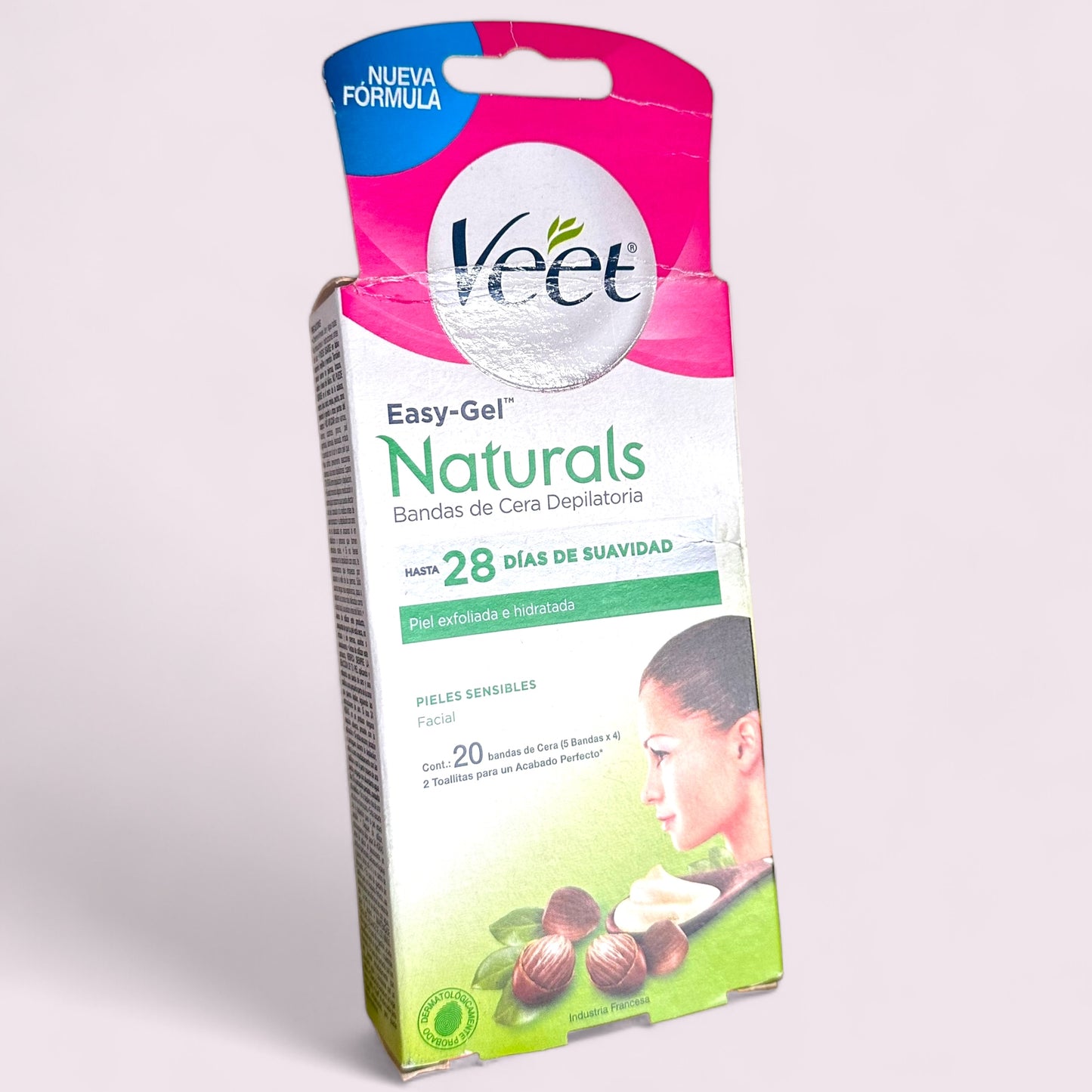 DEPILACION VEET NATURALS EASY GEL BANDAS DEPILATORIAS FACIAL  P/S.C/2 TOA.HID (20 UNIDADES)