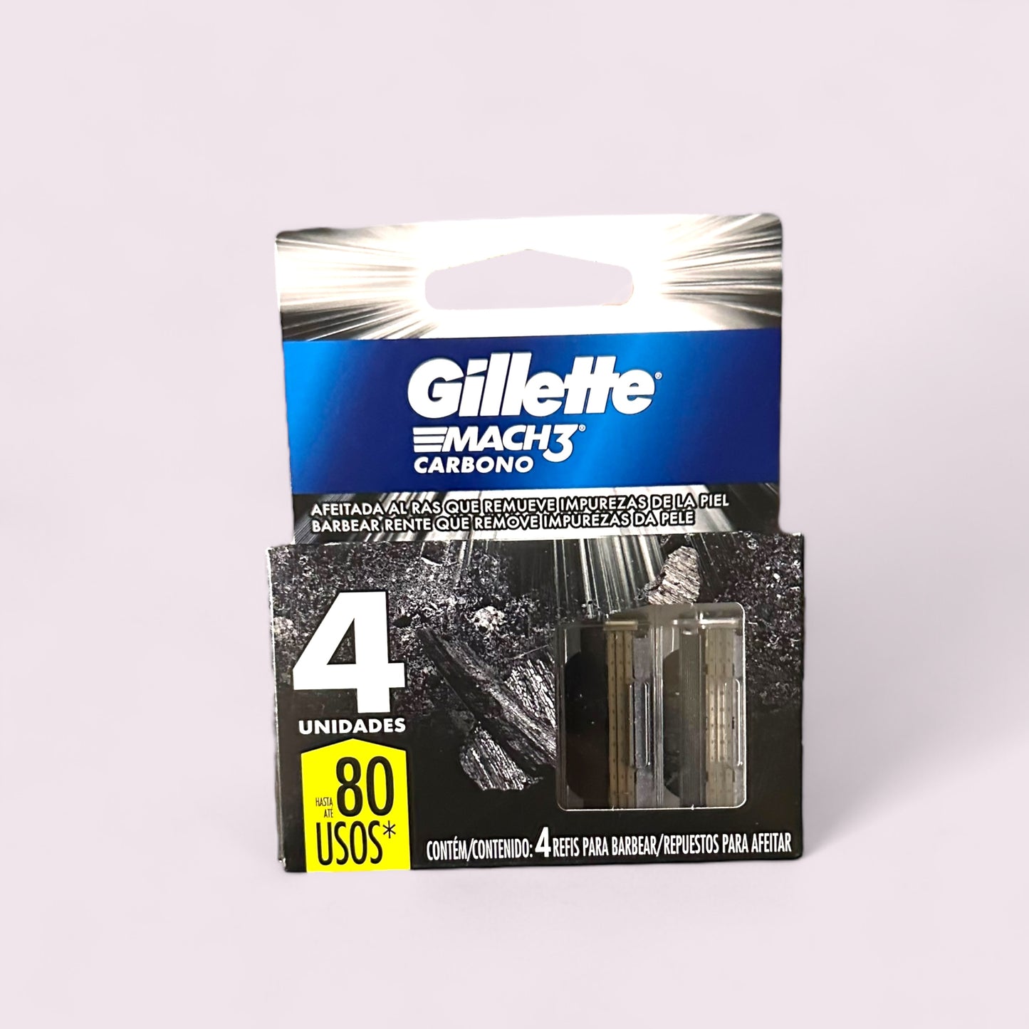 AFEITADO - GILLETTE MACH 3 CARBONO REPUESTO PARA MAQUINA DE AFEITAR 4 UNIDADES