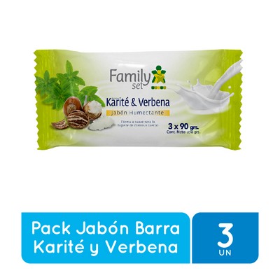 JABON EN BARRA FAMILY SET KARITE & VERBENA 90 GR. X3 UNIDADES