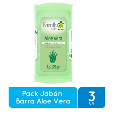 JABON EN BARRA FAMILY SET ALOE VERA 100 GR X3 UNIDADES