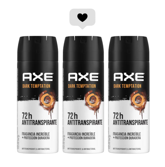 DESODORANTE HOMBRE AXE SPRAY DARK TEMPTATION PACK 3 UNIDADES