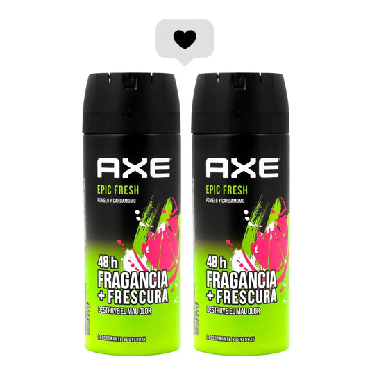 DESODORANTE HOMBRE AXE SPRAY ANTITRANSPIRANTE EPIC FRESH PACK 2 UNIDADES