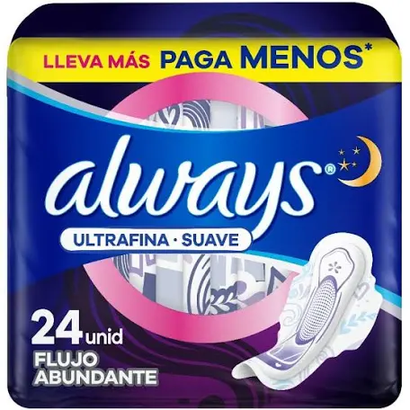 ALWAYS ULTRA FINA SUAVE FLUJO ABUNDANTE 24 UNIDADES