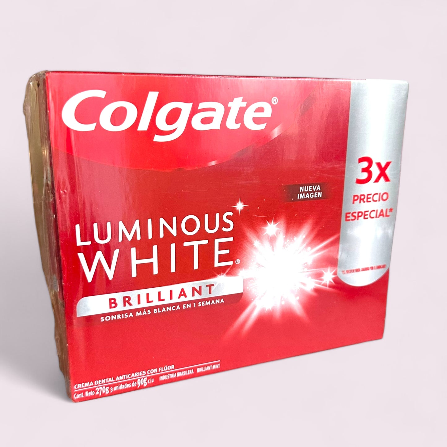 PASTA DENTAL COLGATE LUMINOUS WHITE  BRILLIANT WHITE 90GR PRECIO ESPECIAL X3