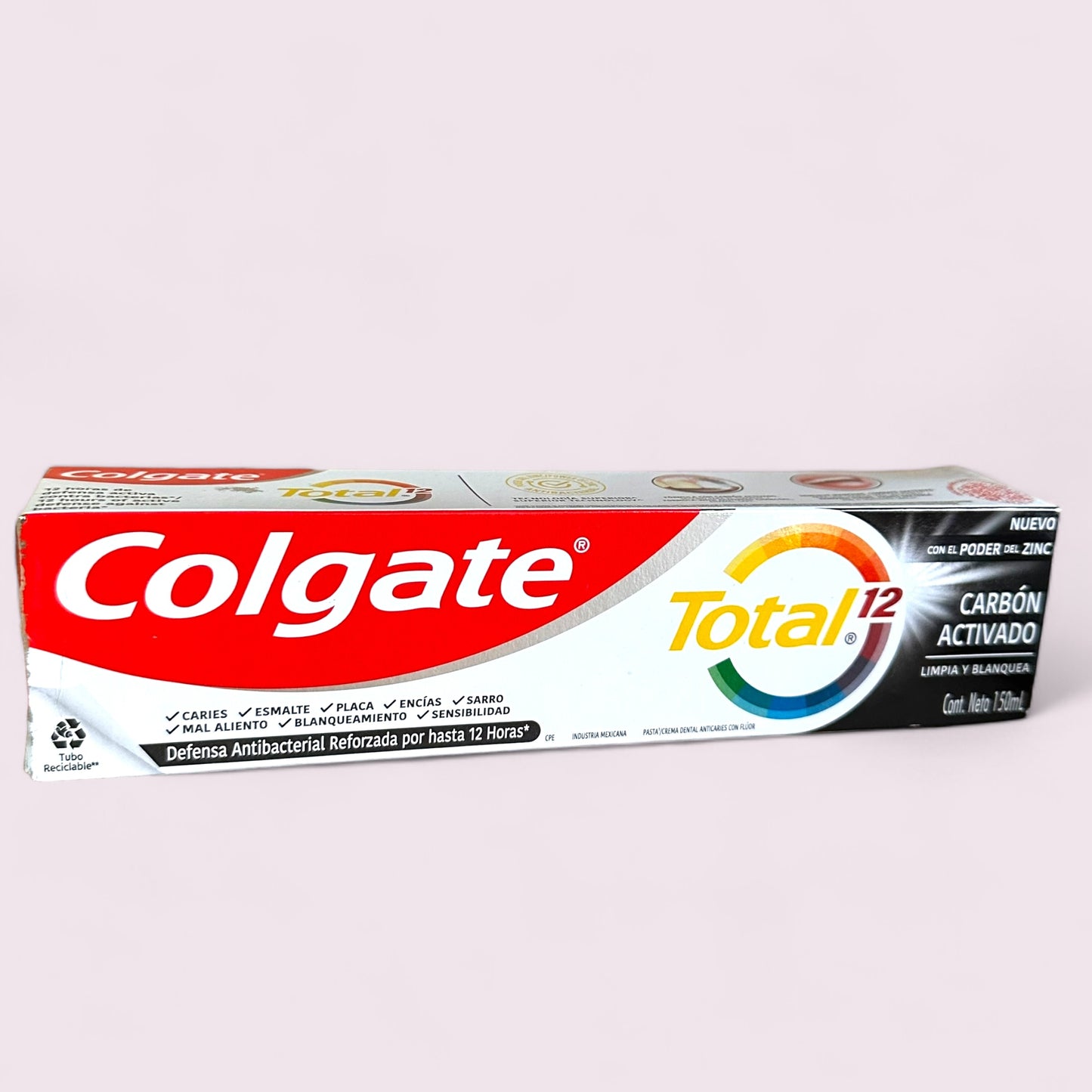 PASTA DENTAL COLGATE TOTAL 12 CHARCOAL 150ML CARBON ACTIVADO