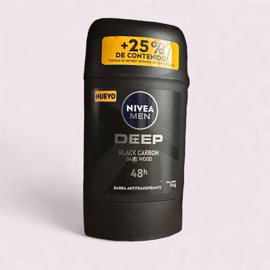 DESODORANTE HOMBRE NIVEA MEN DES. BARRA ANTITRANSPIRANTE DEEP 48H BLACK CARBON 54G