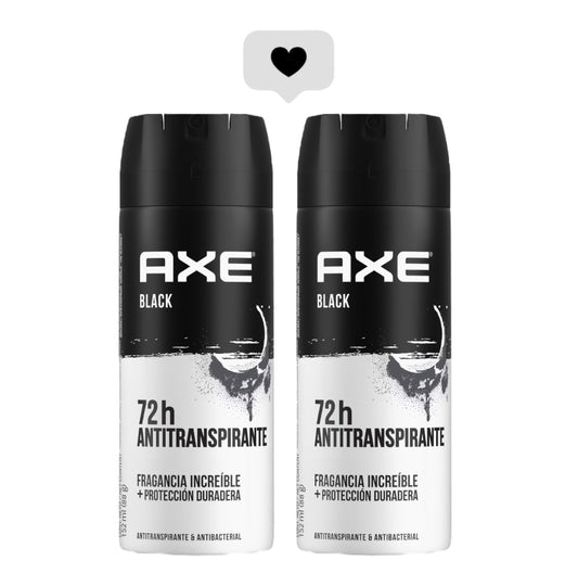 DESODORANTE HOMBRE AXE SPRAY ANTITRANSPIRANTE SECO BLACK PACK 2 UNIDADES