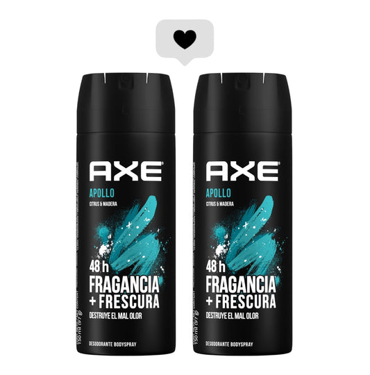 DESODORANTE HOMBRE AXE SPRAY ANTITRANSPIRANTE APOLLO 48 HRS PACK 2 UNIDADES