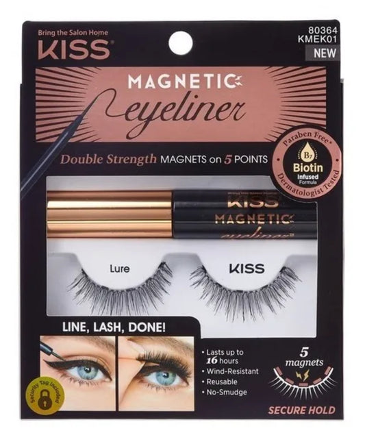 KIT PESTAÑAS POSTIZAS KISS MAGNETIC + DELINEADOR