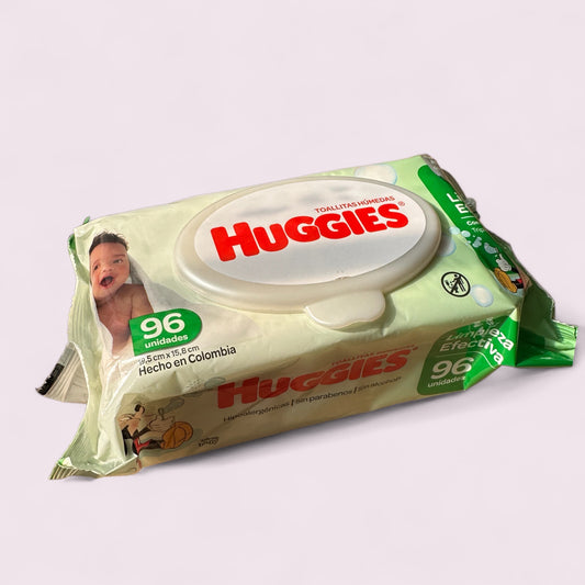 TOALLITAS HUMEDAS HUGGIES LIMPIEZA EFECTIVA TRIPLE HOJA CON TAPA X96 UNID.