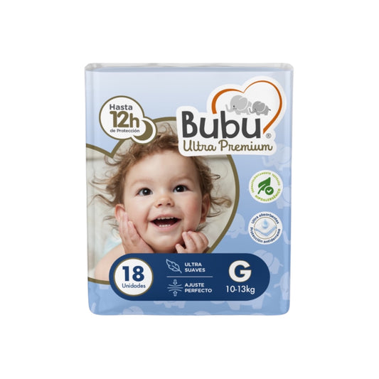 BUBU PAÑALES DESECHABLES PREMIUM TALLA G X18 UNIDADES