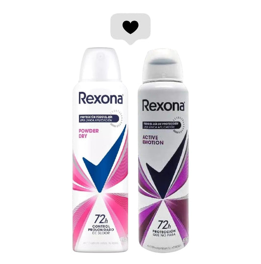 DESODORANTE MUJER REXONA PACK POWDER DRY + ACTIVE EMOTION SPRAY 72 HRS