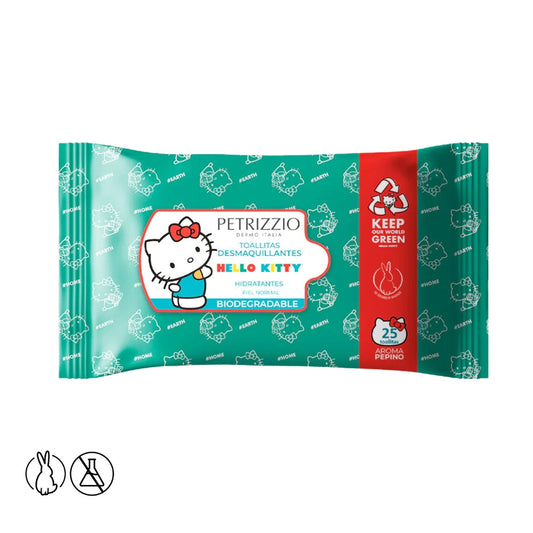 TOALLITAS DESMAQUILLANTES PETRIZZIO PEPINO BIODEGRADABLES X25  HELLO KITTY
