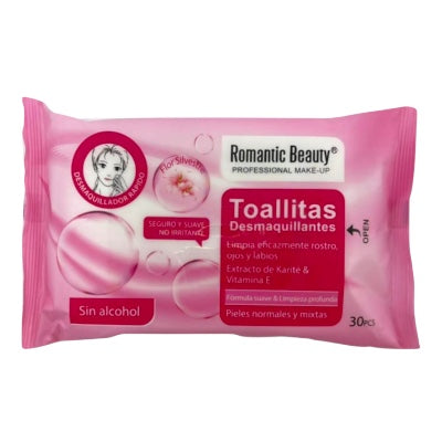 TOALLITAS DESMAQUILLANTES ROMANTIC BEAUTY PIEL NORMAL & MIXTA 30 UNIDADES