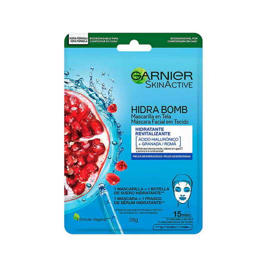 MASCARILLA FACIAL EN TELA GARNIER SKIN ACTIVE HIDRA BOMB