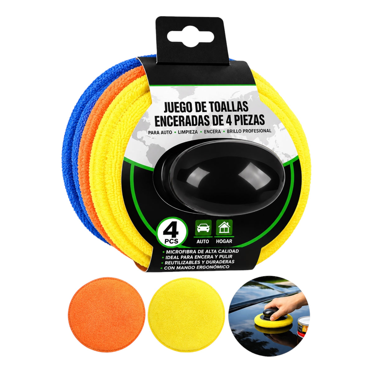 JUEGO DE 4 PADS MICROFIBRA CON MANGO