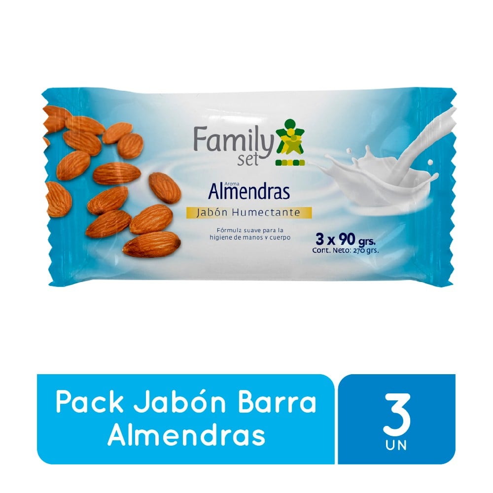 JABON EN BARRA FAMILY SET ALMENDRAS 90 GR. X3 UNIDADES