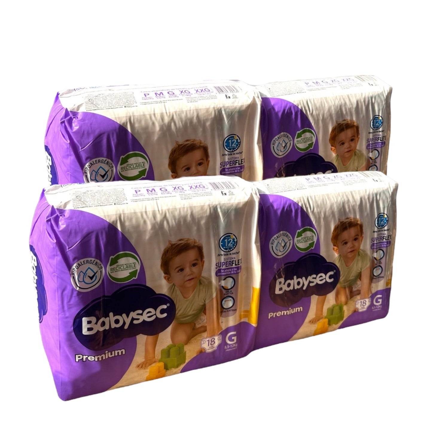 PAÑALES BABYSEC PREMIUM FLEXIPROTECT PACK X4 TALLA G (72 UNIDADES)