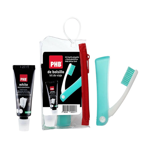PHB TRAVEL SET KIT CEPILLO DENTAL DE VIAJE/BOLSILLO CON MINI PASTA DENTAL 15ML