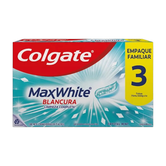 PASTA DENTAL COLGATE MAX WHITE CRYSTAL MINT 75ML PACK X3 UNIDADES