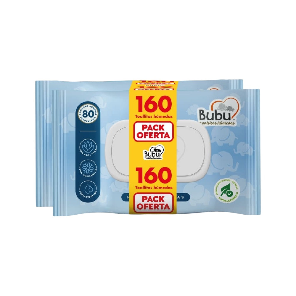 TOALLITAS HUMEDAS BUBU PACK 160 UNIDADES