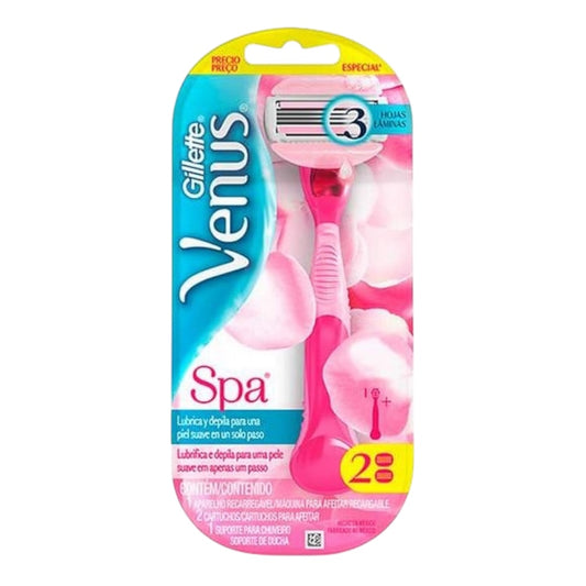 DEPILACION - GILLETTE VENUS SPA MAQUINA DE AFEITAR RECARGABLE 3 HOJAS +2 CARTUCHOS+1 SOPORTE DUCHA