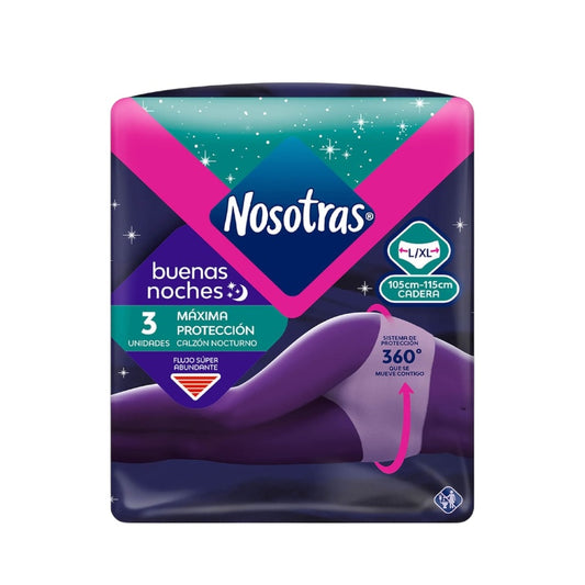 CALZON NOCTURNO NOSOTRAS BUENAS NOCHES MAXIMA PROTECCION TALL A L/XL X3