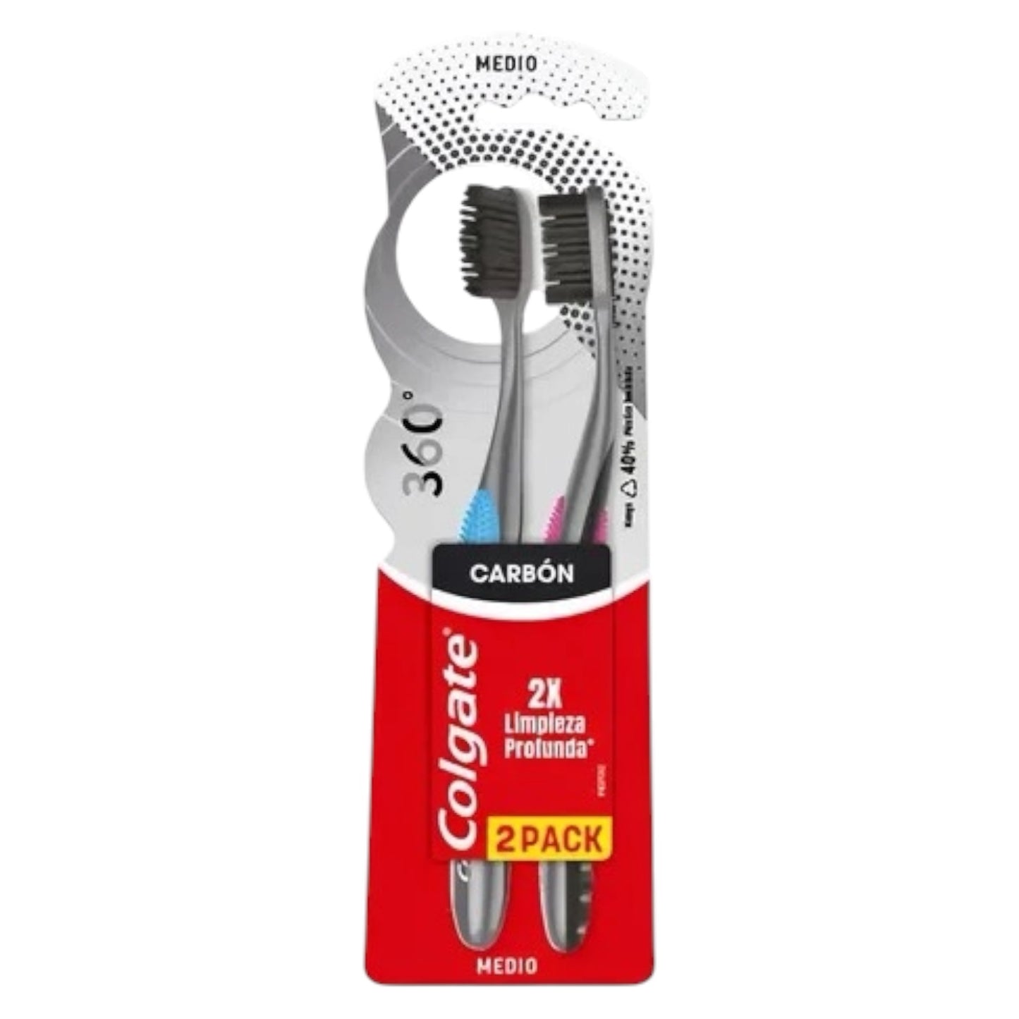 CEPILLO DENTAL COLGATE ADULTO 360º MEDIO X2 (ROSA-AMARILLO)